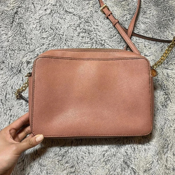 Michael Kors Pink Crossbody Jet Set Purse Saffiano Leather - Picture 5 of 12